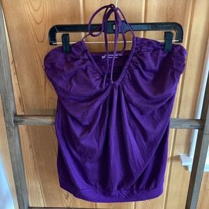 Victoria’s Secret bra cinched v-neck halter top, purple, size Large
